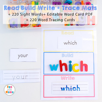 Preview of Read Build Write Mats for High Frequency Sight Words + Editable Word Cards