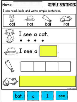 CVC Sentences Worksheets - Read, Trace, and Write Simple Sentences