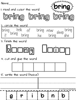 Read Color Circle Create Sight Word Printables-ALL Third Grade Dolch Words