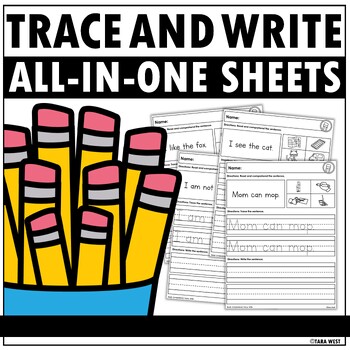 Preview of Read, Comprehend, Trace, + Write DECODABLE Sentences All-in-One Sheets