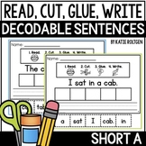 Read, Cut, Glue, Write {Decodable Short A CVC Word Sentences}
