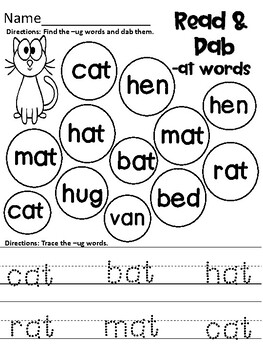 Read & Dab Word Families by The Teacher Shed | Teachers Pay Teachers