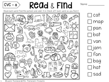 Read & Find - Hidden Picture Puzzles CVC Words by Mrs ...