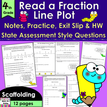 Preview of Read Fraction Line Plots: no prep notes, CCLS practice, exit slip, HW, review