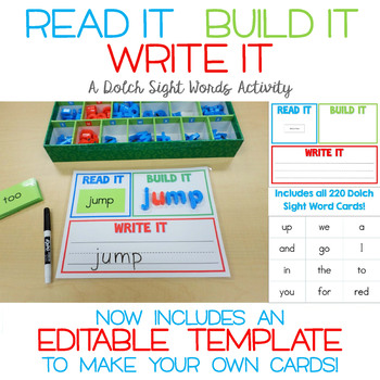 Preview of Read It, Build It, Write It Sight Words  - Also Includes an Editable Template!