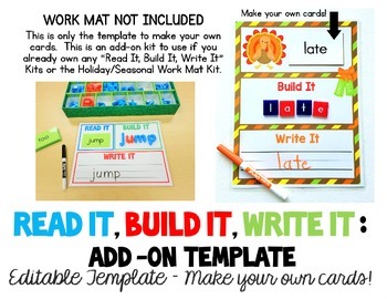 Preview of Read It, Build It, Write It EDITABLE TEMPLATE - Make your own cards!