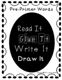 Read It, Glue It, Write It, Draw It Pre-Primer Sight Word SAMPLE