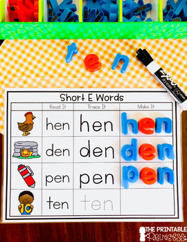 CVC Words Short Vowel Word Families, Great for Word Work Activities