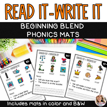Read It Write It Beginning Blends Phonics Practice Mats | TPT