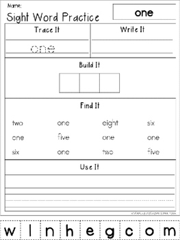 Sight Word Freebie {Trace It, Write It, Build It, Find It, Use It}