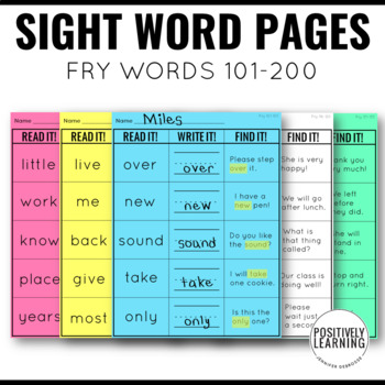 Preview of Fry's 2nd 100 Words Printable Worksheets and Sight Word Flashcards