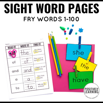 Preview of Fry First 100 Words Worksheets | No Prep Printables Sight Words