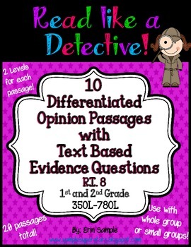 Preview of Read Like a Detective!{20 Opinion Passages w/Text-Based Evidence Questions} RI.8