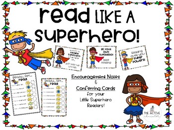 Preview of Reading Conferring Cards (Superhero Theme)