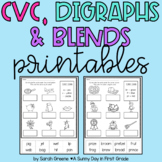 Short Vowel (CVC), Digraphs, Beginning Blends Printables
