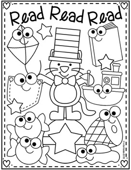 Preview of Cat and Hat Coloring Page