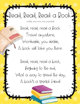 Read, Read, Read a Book Song Printable with Movement Activity | TPT