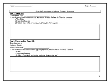 Preview of Read, Reflect & Adjust: Exploring Opposing Arguments