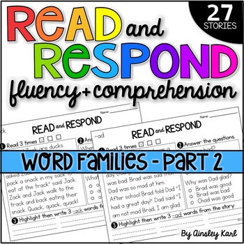 Preview of Phonics Reading Passages for Fluency & Comprehension - Short Vowel Word Families