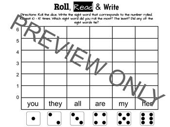 Preview of Read, Roll & Write - Sight Words
