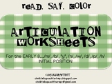 Read Say and Color Articulation Worksheets for Early 8 Eme