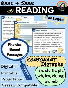 Preview of Read & Seek: Consonant Digraph Reading & Comprehension Passages