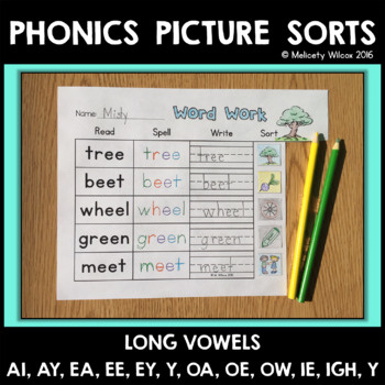 Vowel Team Word Sorts with Long Vowels Worksheets by Melicety | TpT