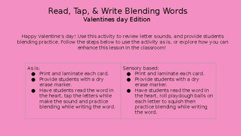 Preview of Read, Tap, & Write Blending Words - Valentines day Edition