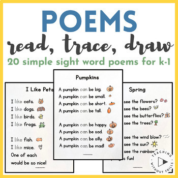 Preview of Simple Sight Word Poems for Kindergarten or 1st Grade - Read, Trace, & Draw