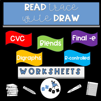 Preview of Decodable Sentences Worksheet Activities:Read-Trace-Write-Draw Sentences: BUNDLE