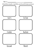 Read Word, Draw Picture, and Mark Vowels, Two Vowel Words - Abeka