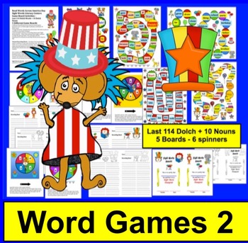 Read WORDS Across America Day Sight Words Game Boards-Last 114 Dolch