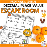 Read Write Compare Decimals Place Value DIGITAL Fall Pumpk