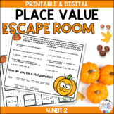 Read Write Compare Numbers Place Value Fall Pumpkin ESCAPE ROOM 
