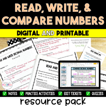 Preview of Read, Write, & Compare Numbers Resource Bundle - Digital & Printable