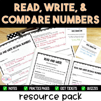 Preview of Read, Write, & Compare Numbers Resource Pack - Printable