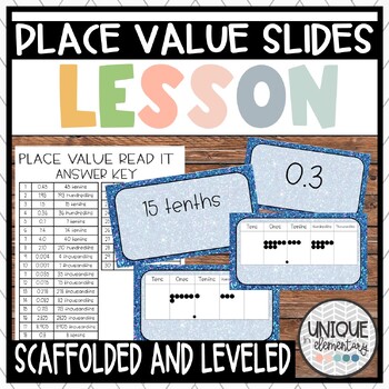 Preview of Read, Write, Identify Decimal Slides Scaffolded/Leveled BUNDLE