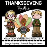 Thanksgiving Read! Write! Think!  Riddle Pack {Freebie}
