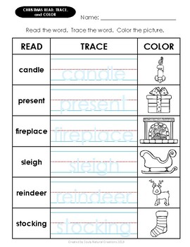 Read, Write, and Color CHRISTMAS Worksheets by Souly Natural Creations