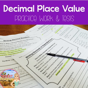 Preview of Decimals: Read, Write, Compare Complete Unit - Practice, Homework and Tests
