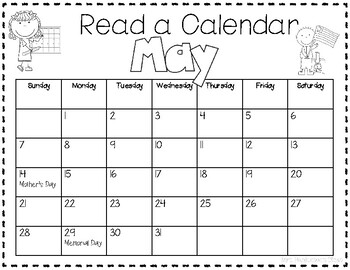 read a calendar by sarah hankinson teachers pay teachers