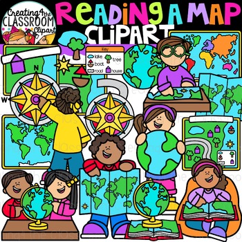Preview of Read a Map Clipart {Reading a Map Clipart}