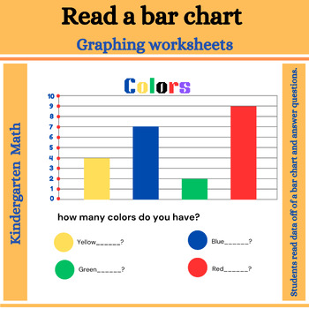 Preview of Read a bar chart with Graphing worksheets, Kindergarten  Math