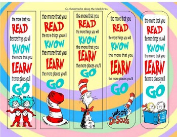 Read across america dr seuss bookmarks student gifts by Elementary Art Fun