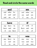 Read and Circle Sight Words - 20 Printable Pages