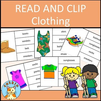 Read and Clip Cards Clothing theme for literacy centers by Catkin