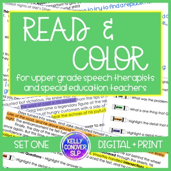 Preview of Read and Color Comprehension and Inference for older students - SLP & SPED