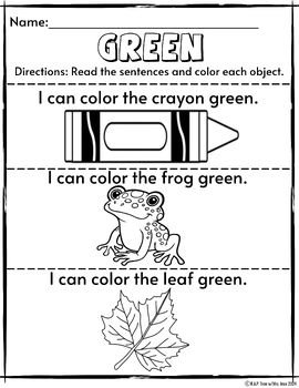 Preview of Read and Color Green Activity Sheet