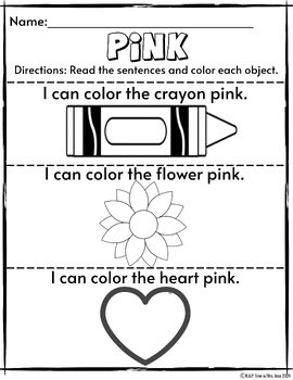 Preview of Read and Color Pink Activity Sheet