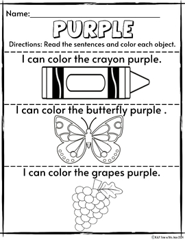 Preview of Read and Color Purple Activity Sheet